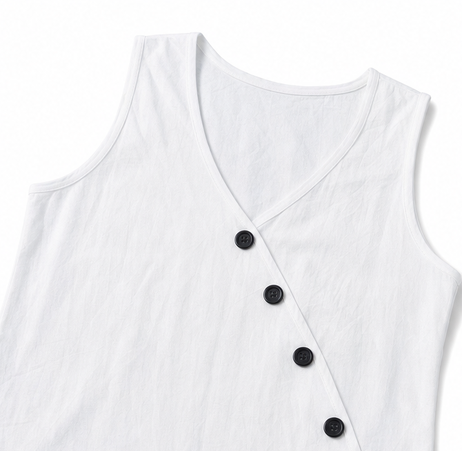 Wearvelle | Wide-Leg Jumpsuit – Sleeveless with Diagonal Buttons
