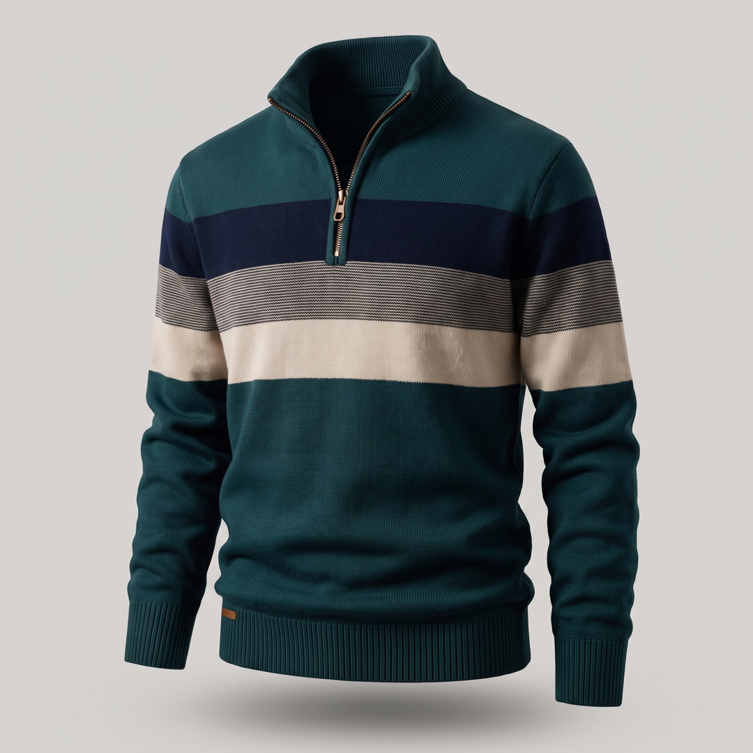 Lorven | Stripe Pullover – Casual Warmth with Quarter-Zip