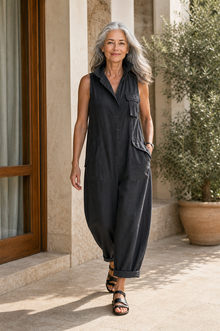 Isla Belle | Open High-Neck Flowy Jumpsuit for Women