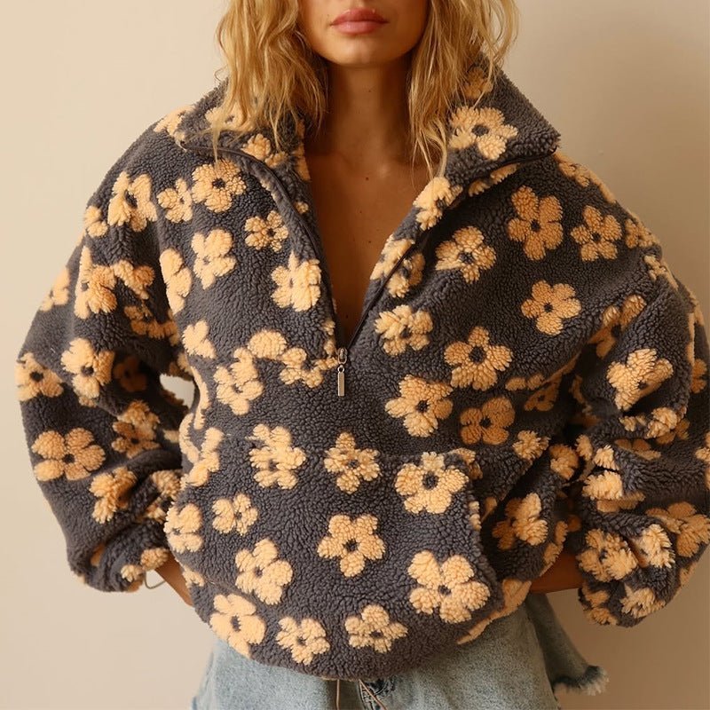 Daisy | Cozy And Playful Floral Teddy Fleece Sweater