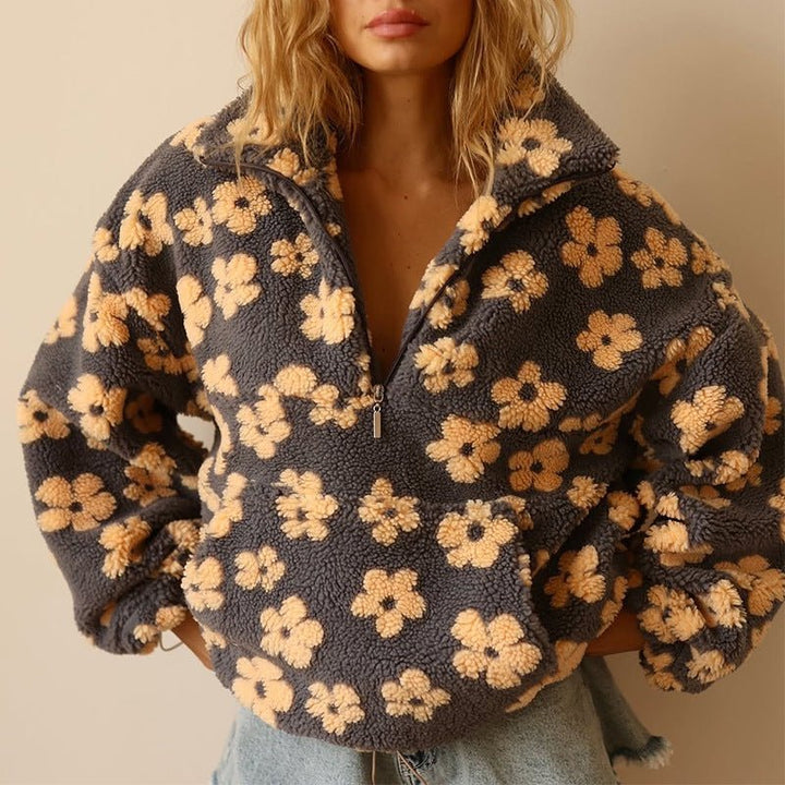 Daisy | Cozy And Playful Floral Teddy Fleece Sweater
