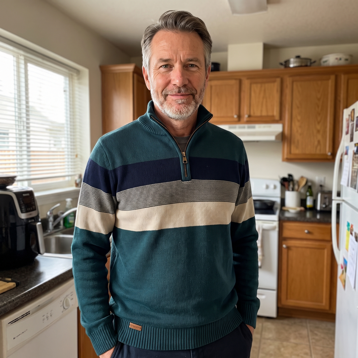 Lorven | Stripe Pullover – Casual Warmth with Quarter-Zip