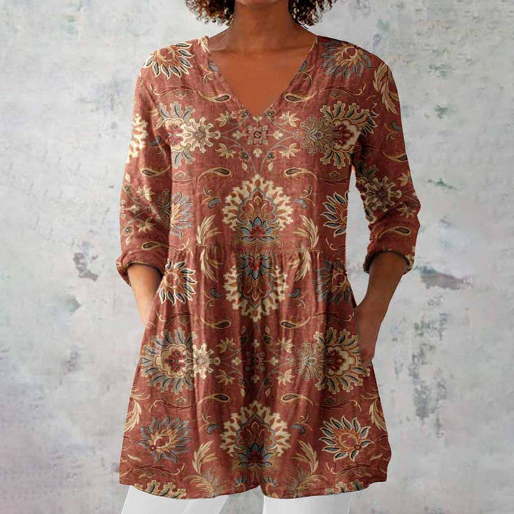 Emily | Elegant And Printed Women's V-Neck Tunic Top