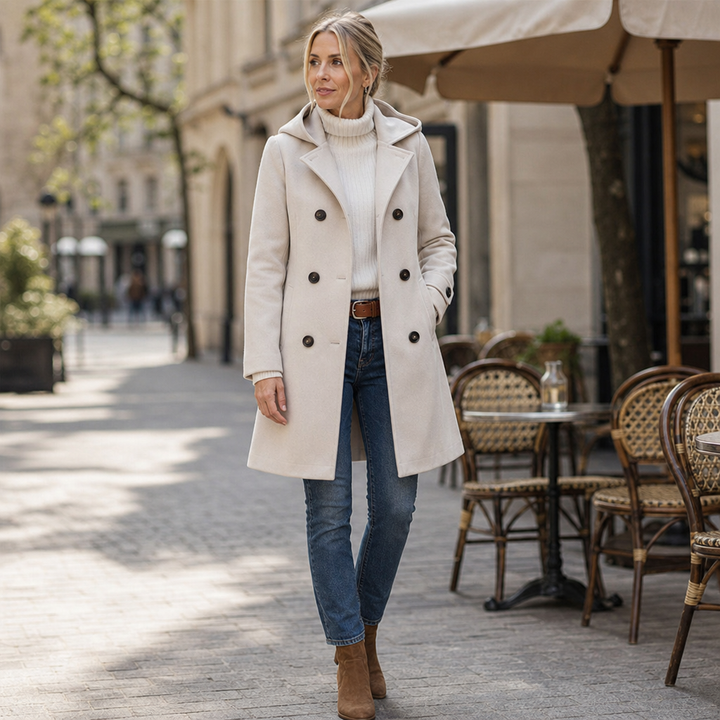 Mayfield | Double-Breasted Hooded Peacoat – Stylish Winter Coat for Women