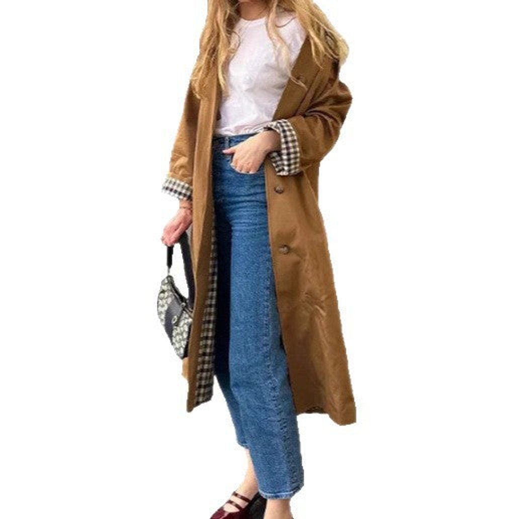 Harper | Comfortable And Chic Oversized Check Trench Coat