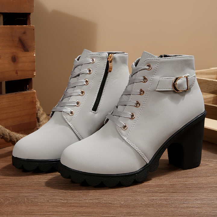 Sofia | Elegante Schnürstiefeletten mit Blockabsatz