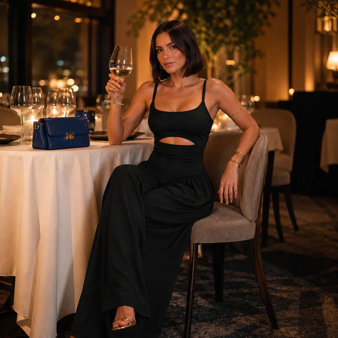 Florenza | Wide Leg Jumpsuit – Sleeveless Cutout Design for Women
