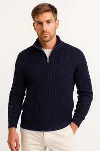Mathias | Classic And Warm Cable Knit Quarter-Zip Sweater