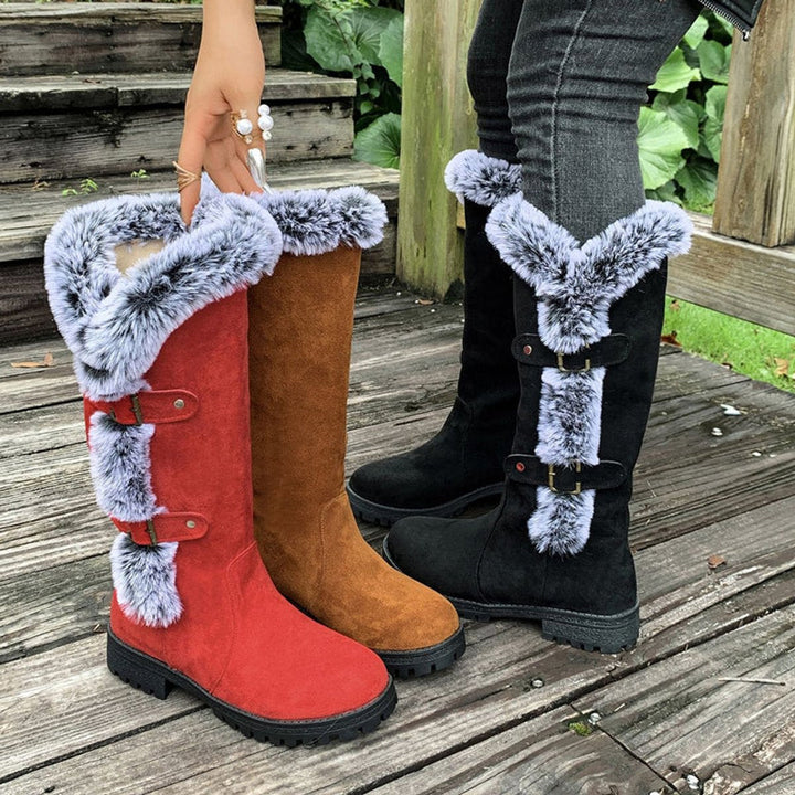 Sophie | Kuschelige und stilvolle kniehohe Stiefel mit Fellbesatz