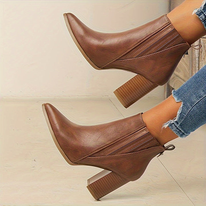 Grace | Sophistication and Polished Pointed Toe Block Heel Ankle Boots