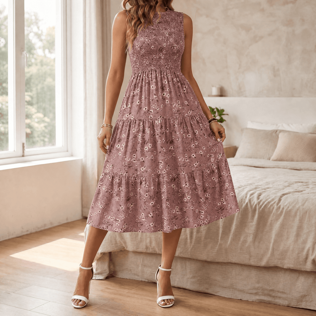 Florenza | Midi Dress – Floral Smocked Design for Women