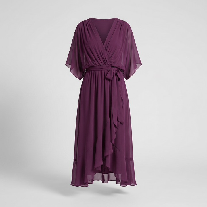 Anwen | V-Neck Midi Dress for Women – Graceful Airy Fit