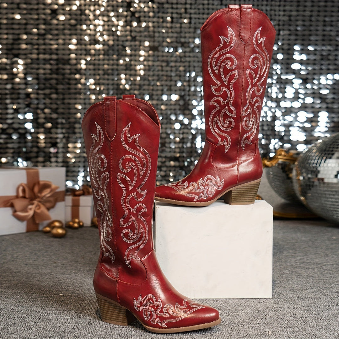 Chloe | Timeless Wide Calf Knee High Western Cowboy Boots