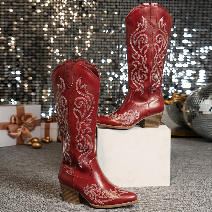 Chloe | Timeless Wide Calf Knee High Western Cowboy Boots