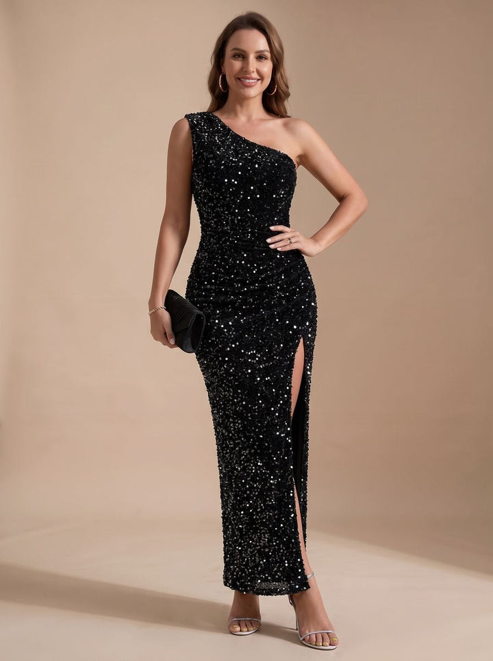 Harper | Sequin Maxi Dress – One-Shoulder High-Slit for Women