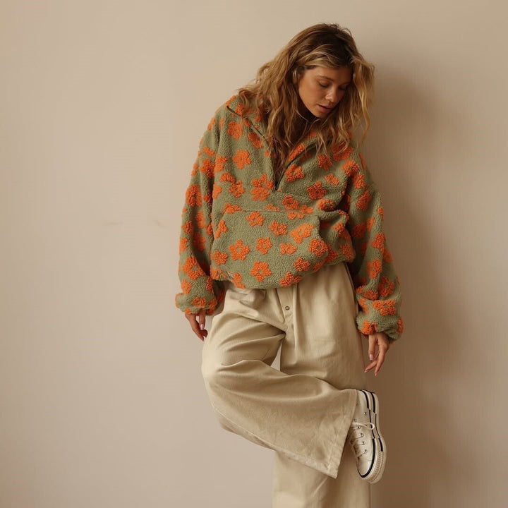 Daisy | Cozy And Playful Floral Teddy Fleece Sweater
