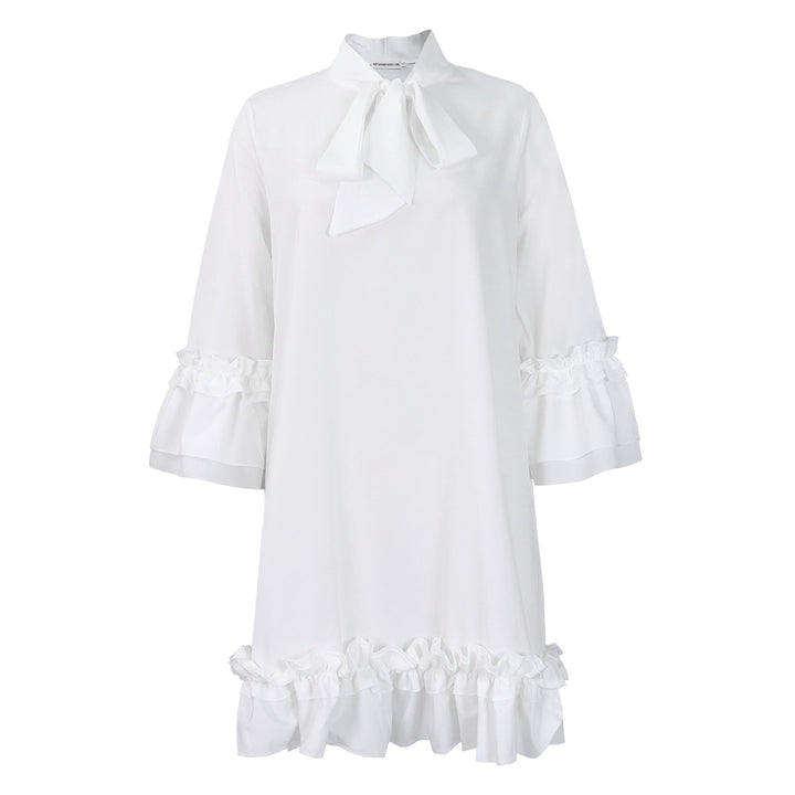 Emily | Elegant and Stylish Bow Collar Ruffle Tunic Dress