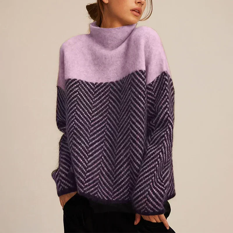 Aria | Elegant And Cozy Chevron Turtleneck Sweater