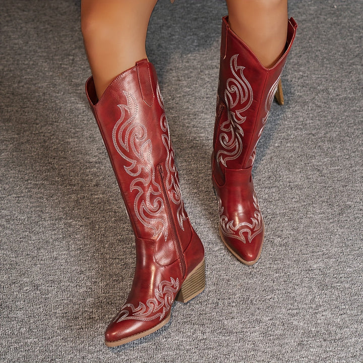 Chloe | Timeless Wide Calf Knee High Western Cowboy Boots