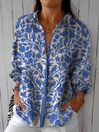 Diana | Sophistication And Elegant Floral Bird Print Blouse