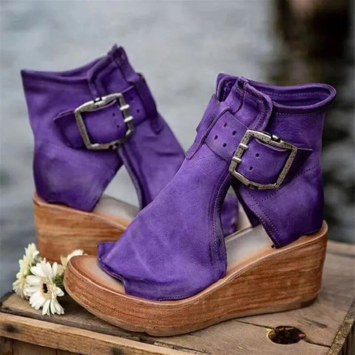 Chloe | Chic And Versatile Open-Toe Wedge Ankle Boots