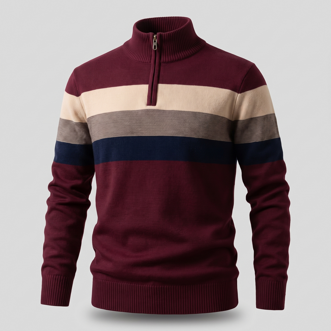 Lorven | Stripe Pullover – Casual Warmth with Quarter-Zip