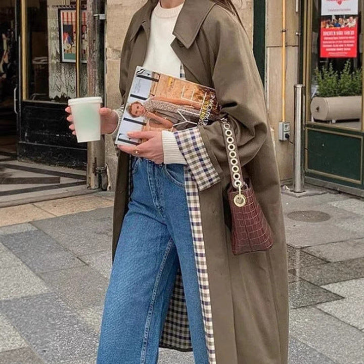 Harper | Comfortable And Chic Oversized Check Trench Coat