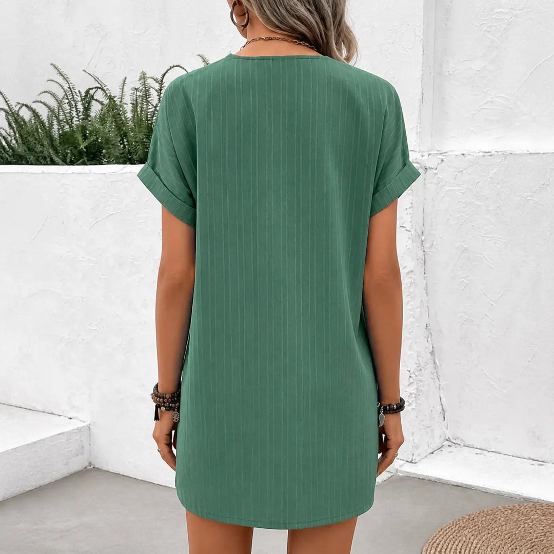 Lina | Ribbed V-Neck Shift Dress – Effortless Everyday Style for Women
