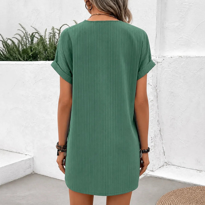 Lina | Ribbed V-Neck Shift Dress – Effortless Everyday Style for Women