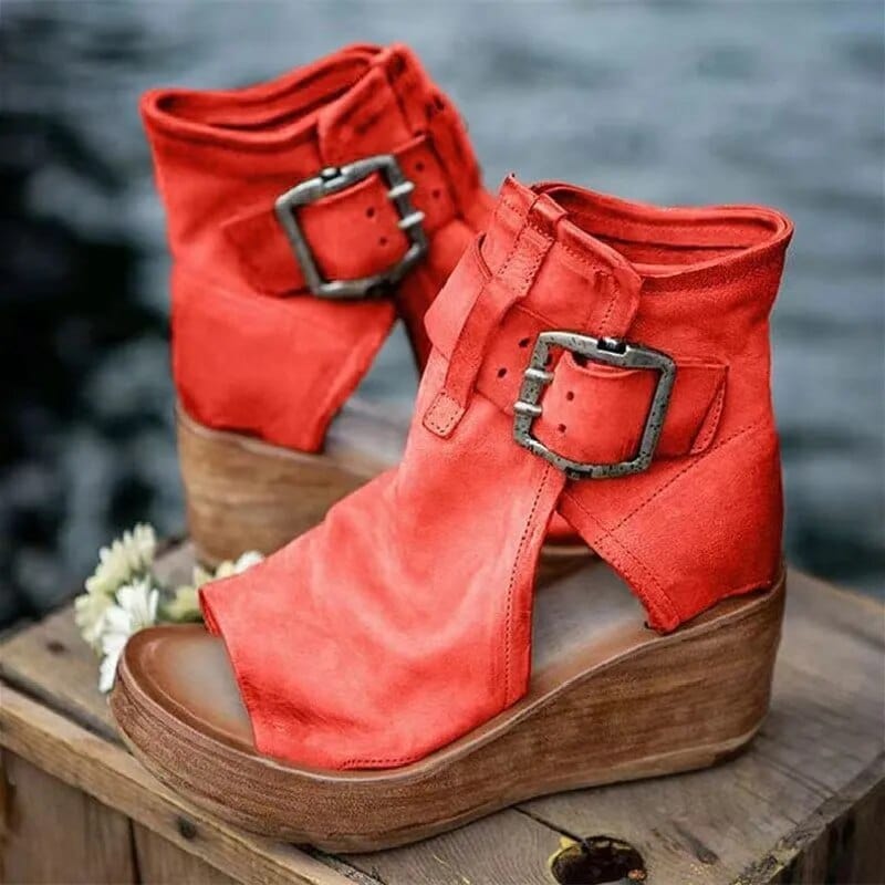 Chloe | Chic And Versatile Open-Toe Wedge Ankle Boots
