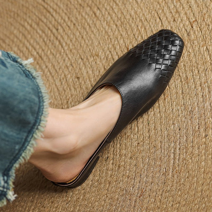 Alice | Mule eleganti e di stile in pelle intrecciata, senza lacci