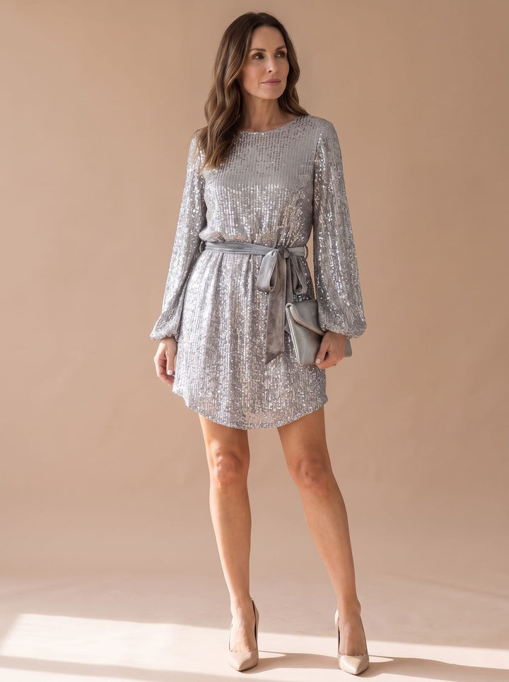 Mia | Sequin Mini Dress – Chic Balloon Sleeves for Women