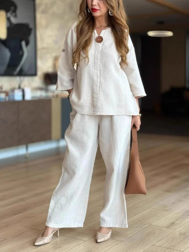 Sophia | Casual Tunic Top & Wide-Leg Trousers Set