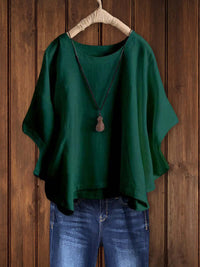Nora | Relaxed Round Neck Dolman Sleeve Tunic Top