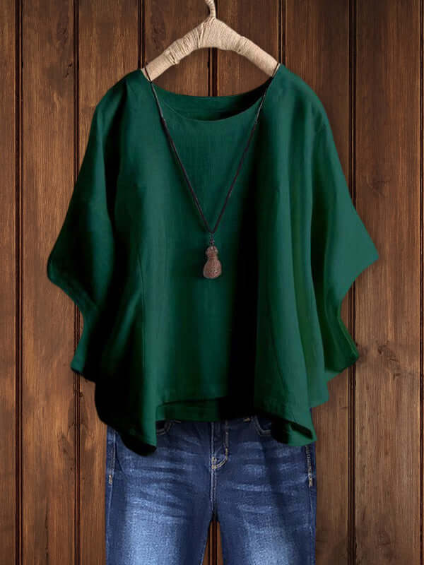 Nora | Relaxed Round Neck Dolman Sleeve Tunic Top
