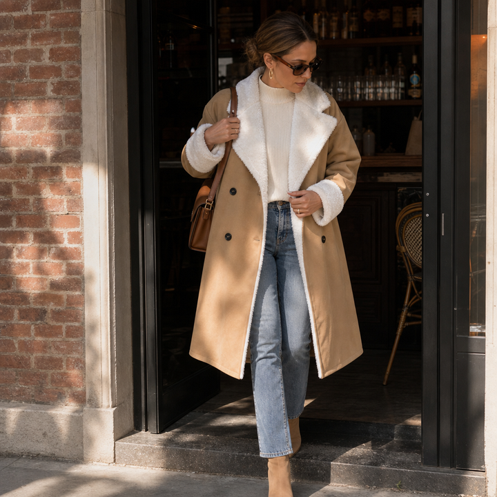 Mayfield | Woolen Coat with Plush Trim for a Relaxed Fit