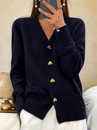 Angelika | Elegant and Comfortable Heart Button Knit Cardigan