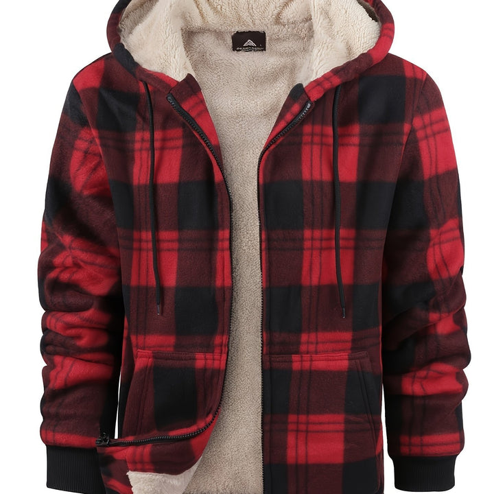 Declan | Zip-Up Hooded Jacket – Cozy Plaid Design for Men