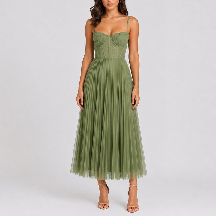 Karin | Stylish And Graceful Fall Wedding Pleated Midi Dress