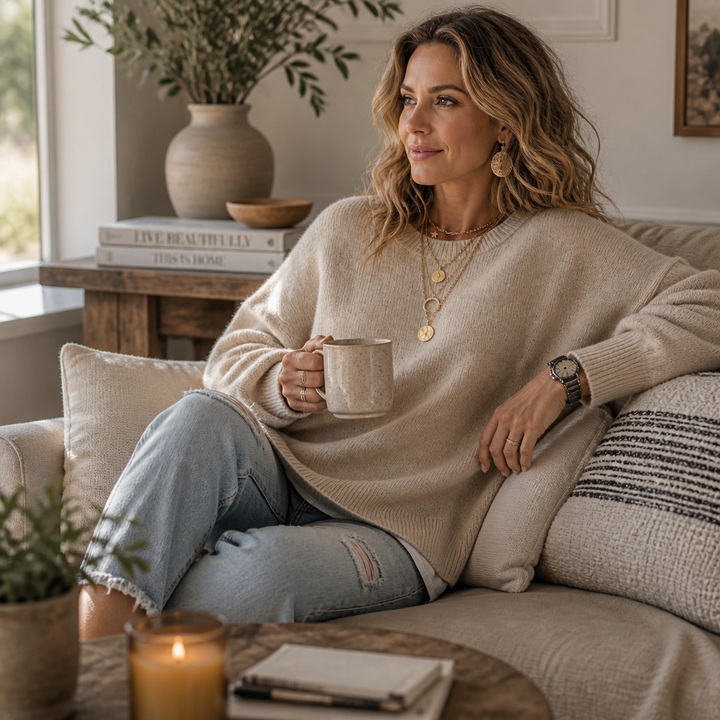 Wearbella | Chunky Knit Sweater – Drop-Shoulder Lantern Sleeve