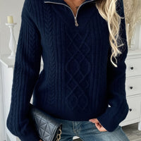 Emma | Refined and Cozy Cable Knit Half-Zip Sweater