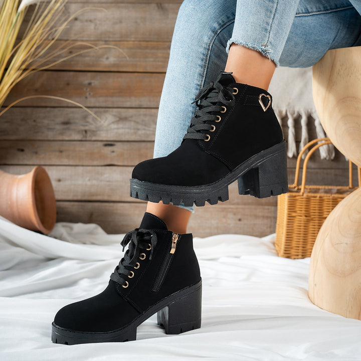 Emily | Moderne Schnürstiefeletten mit Blockabsatz