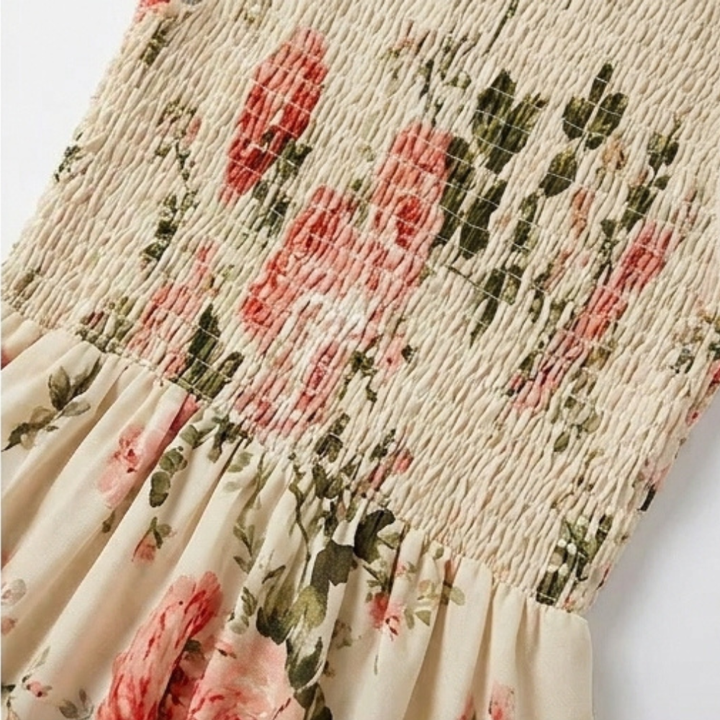 Florenza | Midi Dress – Floral Smocked Design for Women