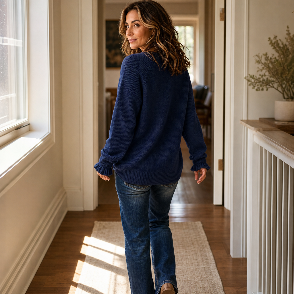 Wearbella | V-neck Ribbed Knit Pullover Sweater voor Dames
