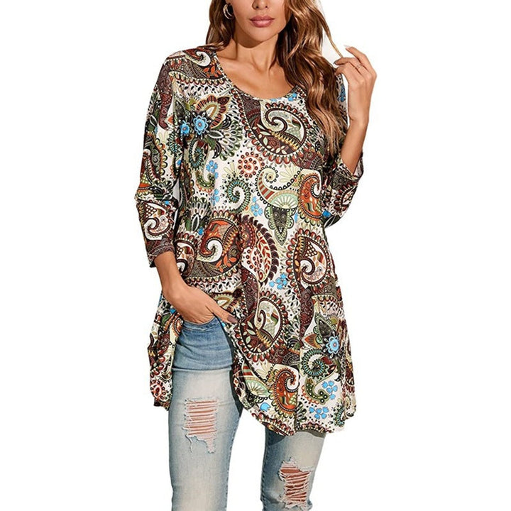 Amelia | Geometric Mandala Print A-Line Tunic Top