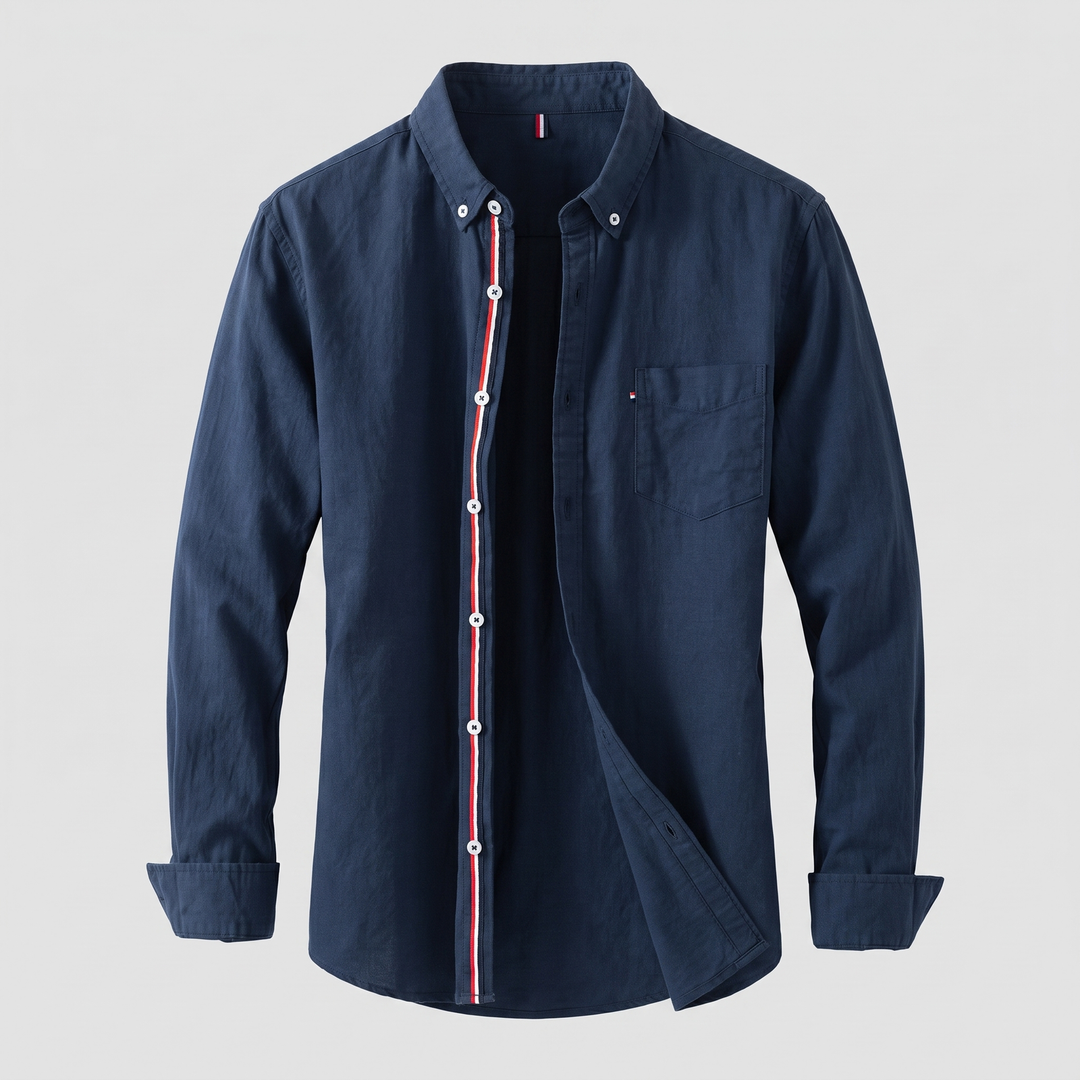 Emilio | Linen Shirt – Crisp Stripe-Trimmed Casual Style for Men