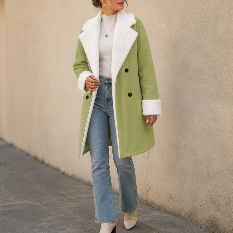 Mayfield | Woolen Coat with Plush Trim for a Relaxed Fit