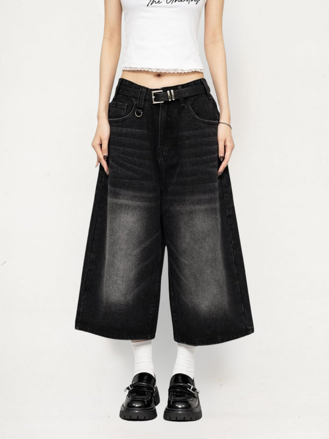 Luna | Edgy And Vintage Wide Leg Denim Culotte Jeans