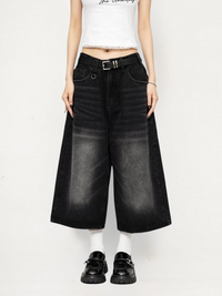 Luna | Edgy And Vintage Wide Leg Denim Culotte Jeans