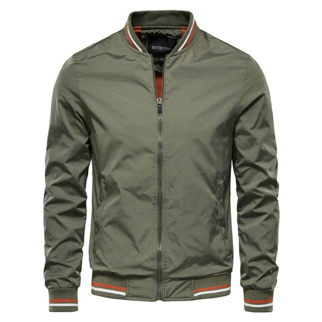 Maximilian | Casual Contrast Ribbed Bomber Jacket